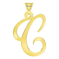 Load image into Gallery viewer, Solid 14k Yellow Gold Uppercase Script Initial Cursive Letter Pendant (Small)
