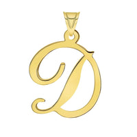 Load image into Gallery viewer, Solid 14k Yellow Gold Uppercase Script Initial Cursive Letter Pendant (Small)
