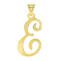 Load image into Gallery viewer, Solid 14k Yellow Gold Uppercase Script Initial Cursive Letter Pendant (Small)
