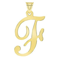 Load image into Gallery viewer, Solid 14k Yellow Gold Uppercase Script Initial Cursive Letter Pendant (Small)
