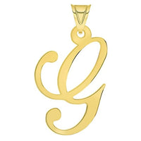Load image into Gallery viewer, Solid 14k Yellow Gold Uppercase Script Initial Cursive Letter Pendant (Small)
