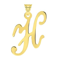 Load image into Gallery viewer, Solid 14k Yellow Gold Uppercase Script Initial Cursive Letter Pendant (Small)
