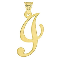 Load image into Gallery viewer, Solid 14k Yellow Gold Uppercase Script Initial Cursive Letter Pendant (Small)
