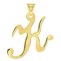 Load image into Gallery viewer, Solid 14k Yellow Gold Uppercase Script Initial Cursive Letter Pendant (Small)
