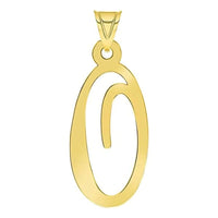 Load image into Gallery viewer, Solid 14k Yellow Gold Uppercase Script Initial Cursive Letter Pendant (Small)
