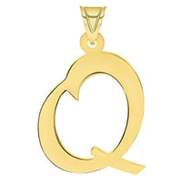 Load image into Gallery viewer, Solid 14k Yellow Gold Uppercase Script Initial Cursive Letter Pendant (Small)
