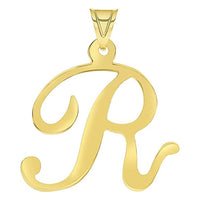 Load image into Gallery viewer, Solid 14k Yellow Gold Uppercase Script Initial Cursive Letter Pendant (Small)
