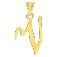 Load image into Gallery viewer, Solid 14k Yellow Gold Uppercase Script Initial Cursive Letter Pendant (Small)
