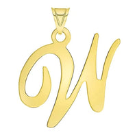 Load image into Gallery viewer, Solid 14k Yellow Gold Uppercase Script Initial Cursive Letter Pendant (Small)
