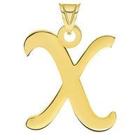 Load image into Gallery viewer, Solid 14k Yellow Gold Uppercase Script Initial Cursive Letter Pendant (Small)
