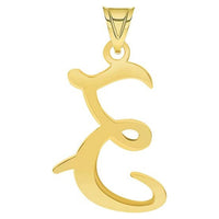 Load image into Gallery viewer, Solid 14k Yellow Gold Uppercase Script Initial Cursive Letter Pendant (Small)
