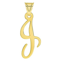 Load image into Gallery viewer, Solid 14k Yellow Gold Uppercase Script Initial Cursive Letter Pendant (Small)
