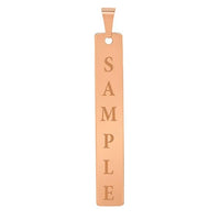 Load image into Gallery viewer, Solid 14k Rose Gold Engravable Personalized Vertical Bar Charm Pendant
