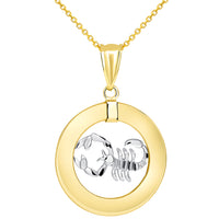 Load image into Gallery viewer, Gold Open Circle Scorpio Zodiac Sign Pendant Necklace
