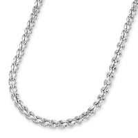 Load image into Gallery viewer, 14k White Gold 4.5mm Interlink Hollow Huggie Fancy Franco Link Chain Necklace with Lobster Claw Clasp ( Diamond-Cut)
