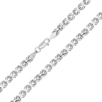 Load image into Gallery viewer, 14k White Gold 4.5mm Interlink Hollow Huggie Fancy Franco Link Chain Necklace with Lobster Claw Clasp ( Diamond-Cut)

