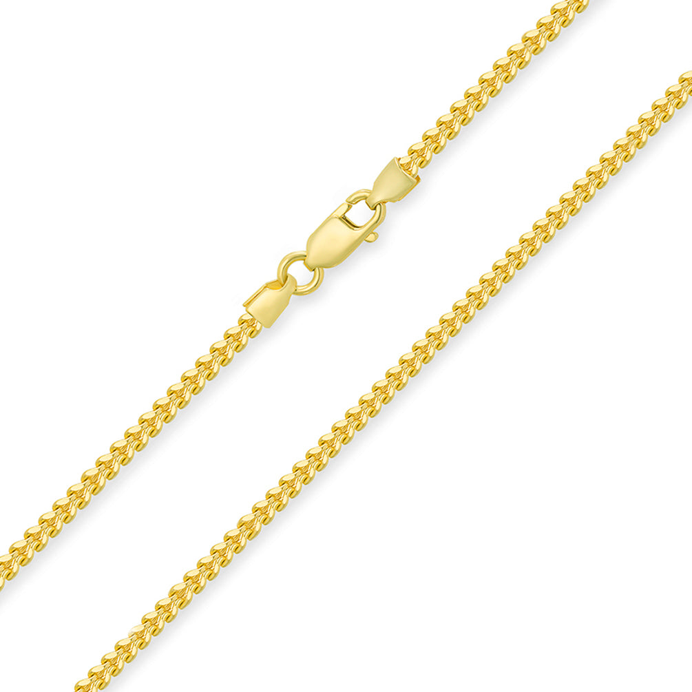 14k Yellow Gold 3mm D/C Hollow Square Franco Chain Necklace with Lobster Claw Clasp (Diamond-Cut)