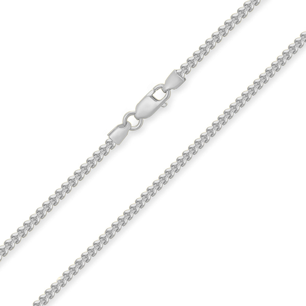 14k White Gold 3mm D/C Hollow Square Franco Chain Necklace with Lobster Claw Clasp (Diamond-Cut)