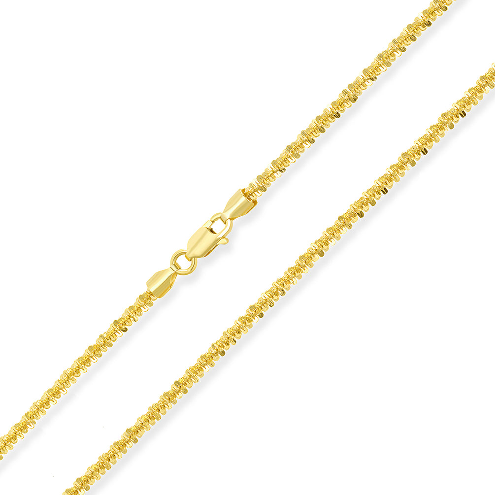 Double Clasp Necklace Heavy Sparkle Chain / 14K Yellow Gold Plate