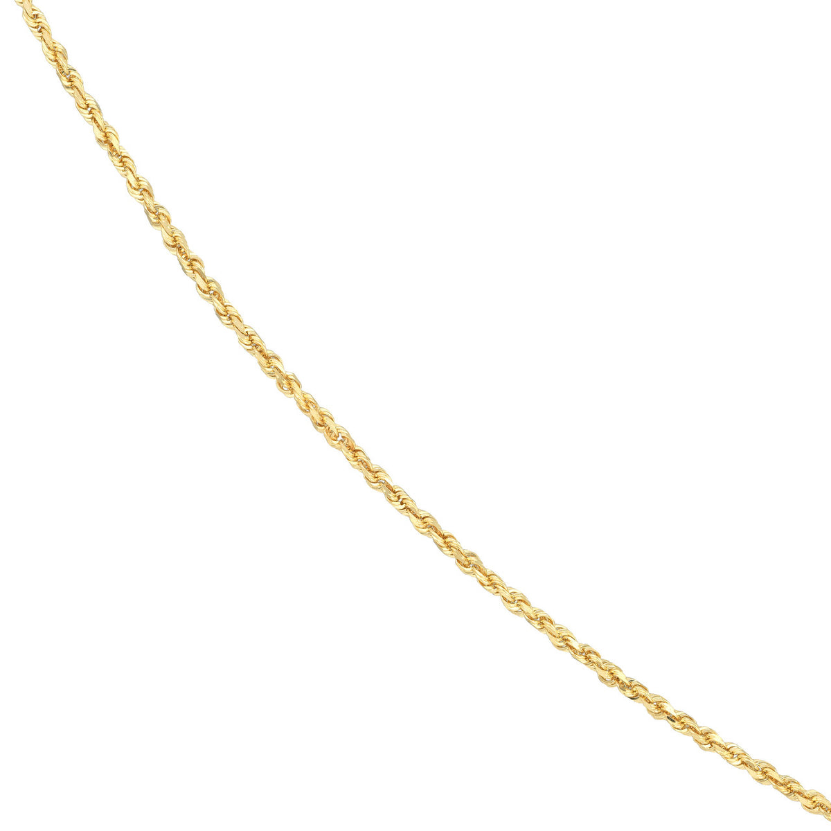 14K Yellow Gold or White Gold 1.8mm D/C Rope Chain Necklace with Lobster Lock