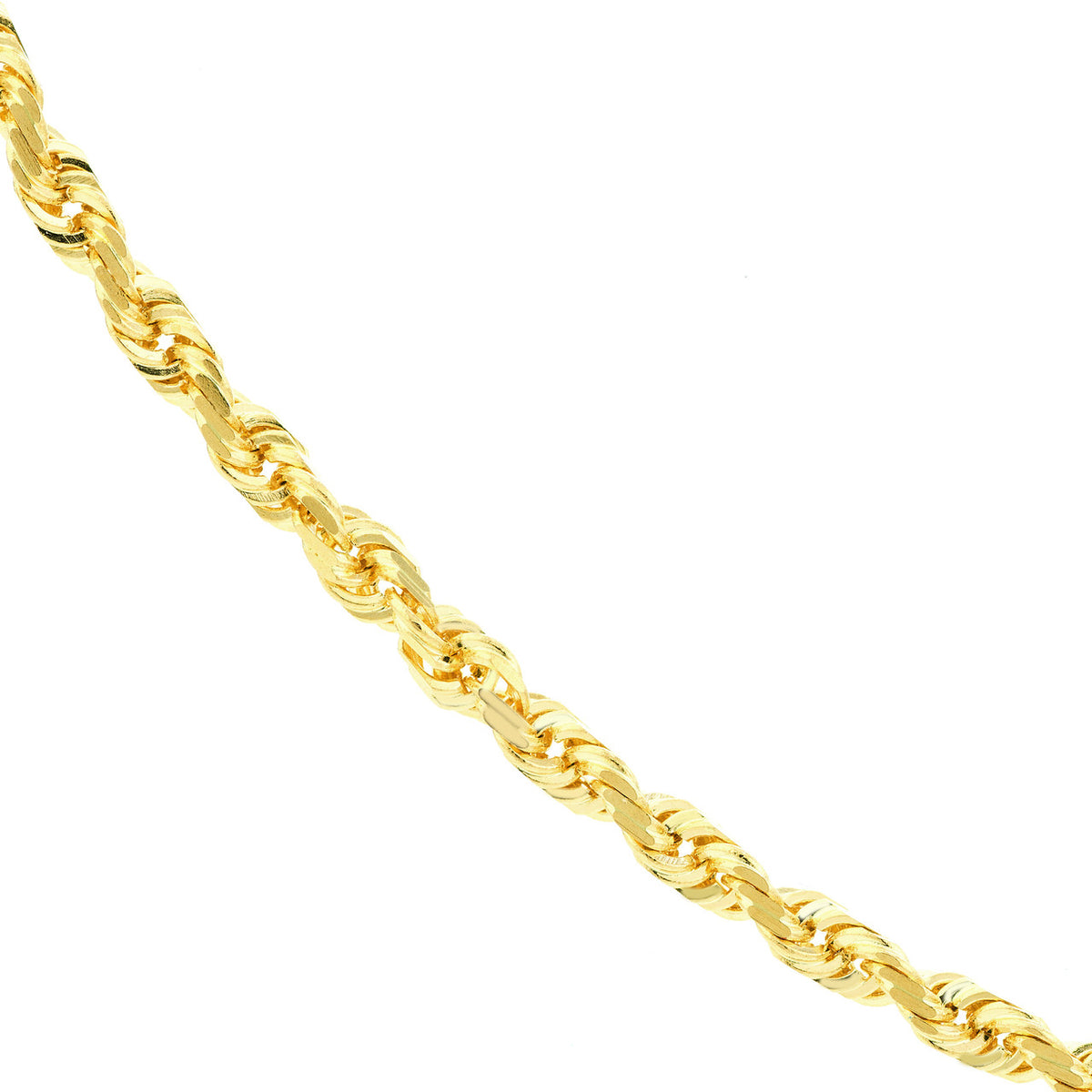 14K Yellow Gold 2.3mm D/C Rope Chain Necklace with Lobster Lock