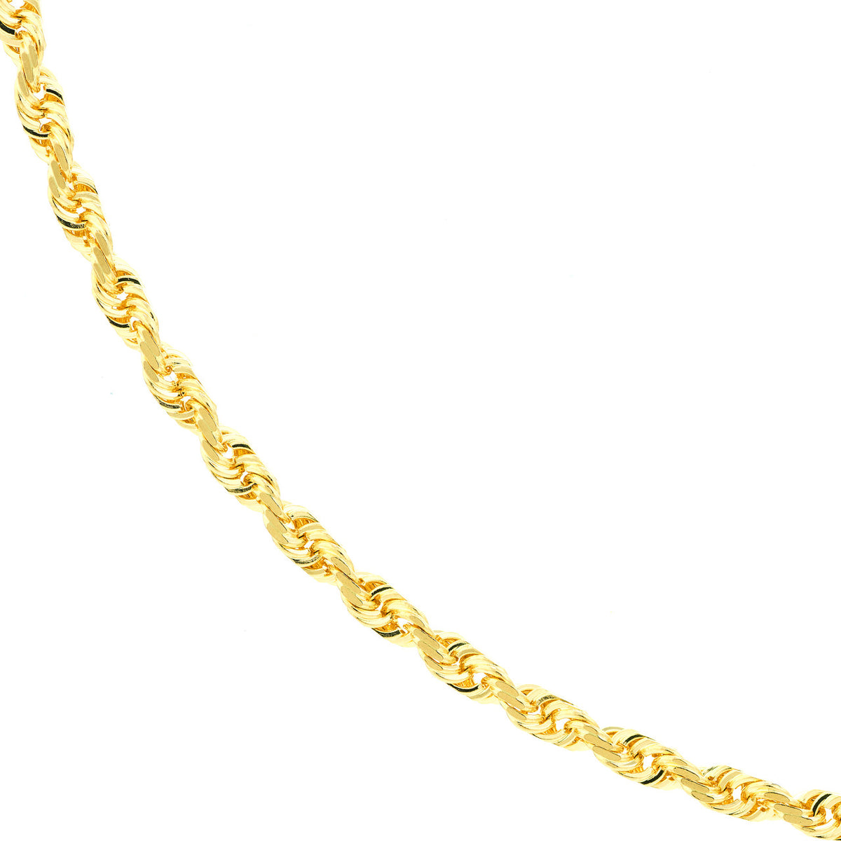 14K Yellow Gold 2.7mm D/C Rope Chain Necklace with Lobster Lock