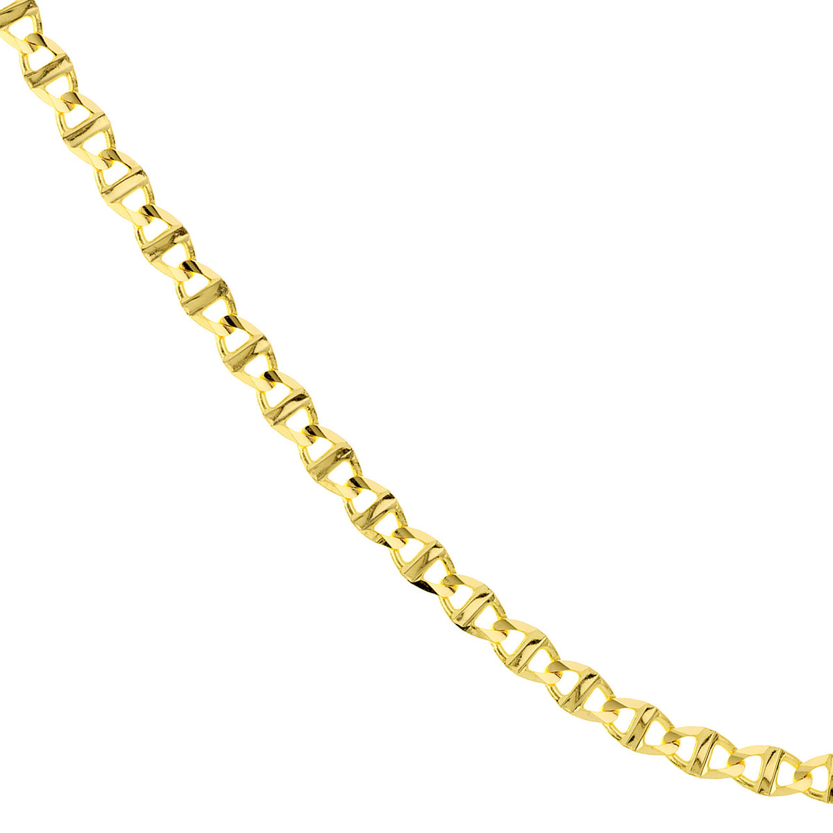 14K Yellow Gold 5.40mm Concave Mariner Chain Necklace with Lobster Lock