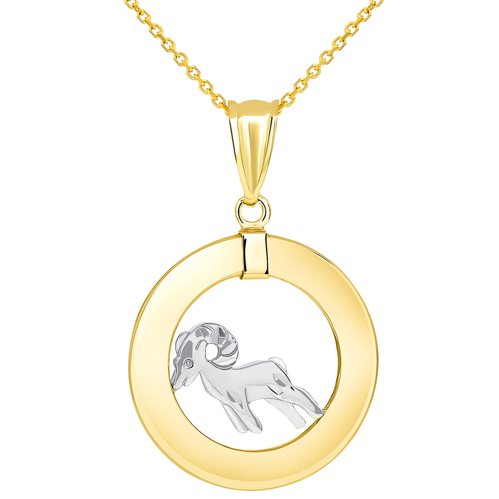 Gold Aries Zodiac Pendant Necklace