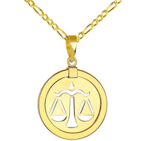 Load image into Gallery viewer, Libra Scale Sign Pendant Figaro Necklace
