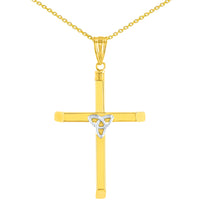 Load image into Gallery viewer, 14K Two Tone Gold Celtic Trinity Cross Pendant
