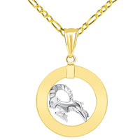 Load image into Gallery viewer, Circle Capricorn Zodiac Sign Pendant Figaro Necklace

