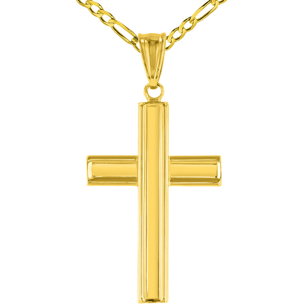 14k Religious Gold Cross Pendant Necklace
