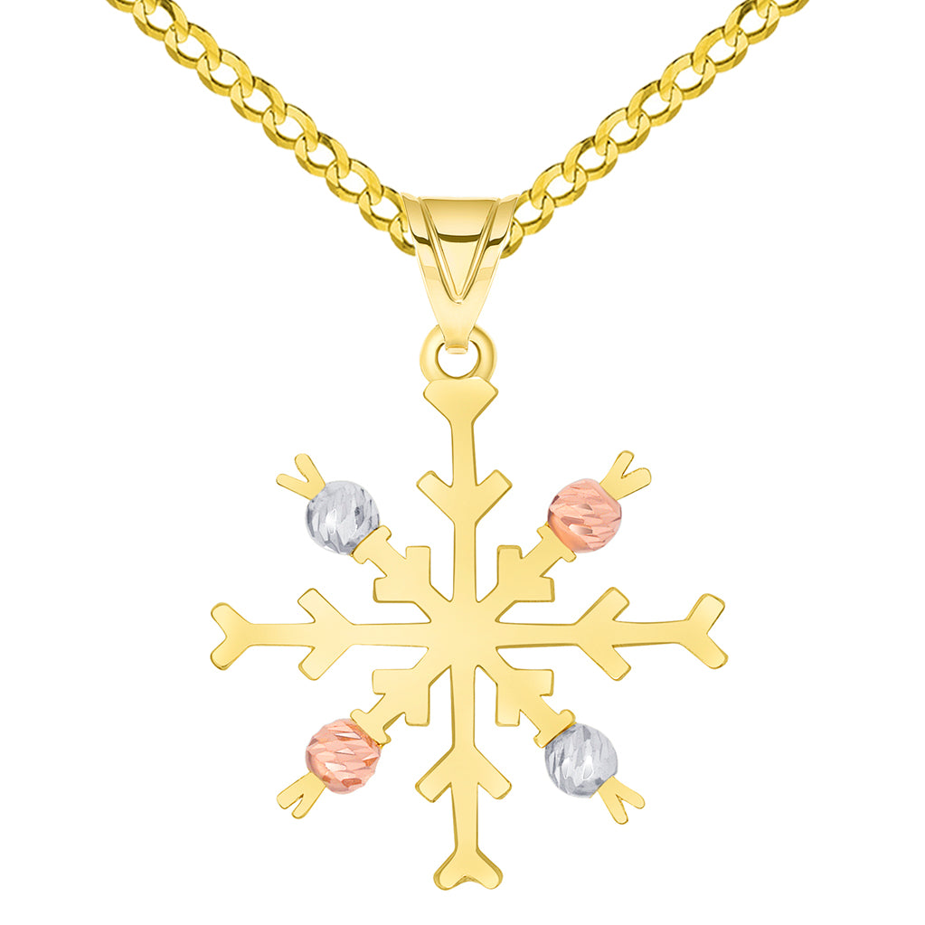 Polish Snowflake With Textured Beads Pendant Necklace