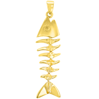 Load image into Gallery viewer, Solid 14K Yellow Gold Dangling Fishbones Pendant
