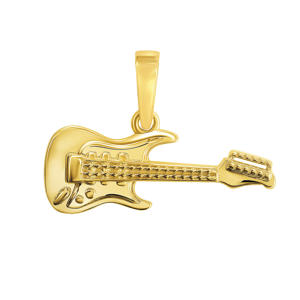 14k Yellow Gold Electrical Guitar Charm Musical Instrument Pendant