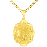 Load image into Gallery viewer, 14k Yellow Gold Religious Baptism Christening On Elegant Medal Pendant with Figaro Chain Necklace
