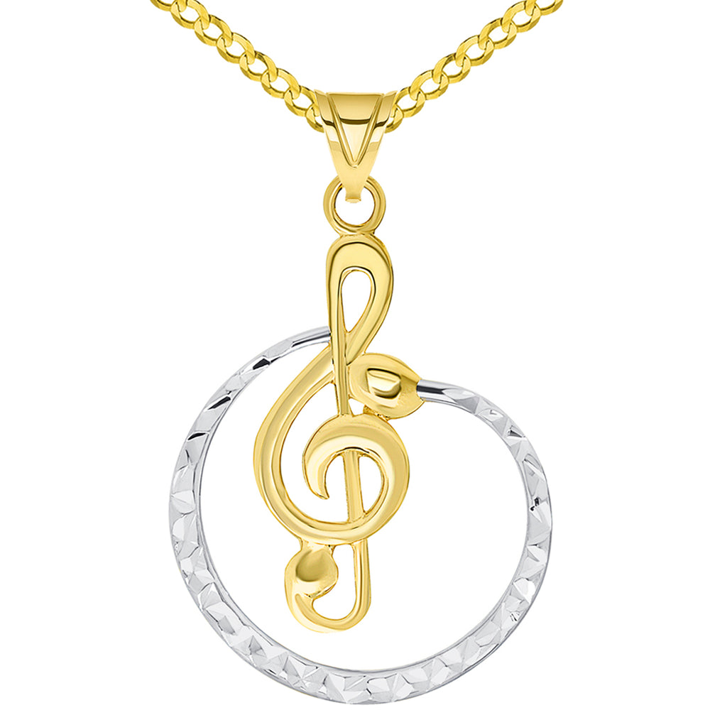 Gold G Clef Music Note Pendant Gold Necklace