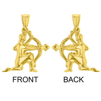 Load image into Gallery viewer, High Polish 14k Yellow Gold 3D Sagittarius Zodiac Sign Charm Archer Shooting Arrow Pendant
