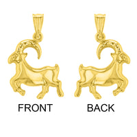 Load image into Gallery viewer, High Polish 14k Yellow Gold 3D Capricorn Zodiac Sign Charm Sea-Goat Animal Pendant
