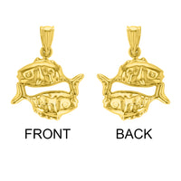 Load image into Gallery viewer, High Polish 14k Yellow Gold 3D Pisces Zodiac Sign Charm Fish Animal Pendant
