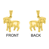 Load image into Gallery viewer, High Polish 14k Yellow Gold 3D Aries Zodiac Sign Ram Animal Pendant
