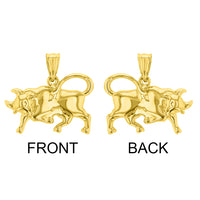 Load image into Gallery viewer, High Polish 14k Yellow Gold 3D Taurus Zodiac Sign Bull Animal Pendant
