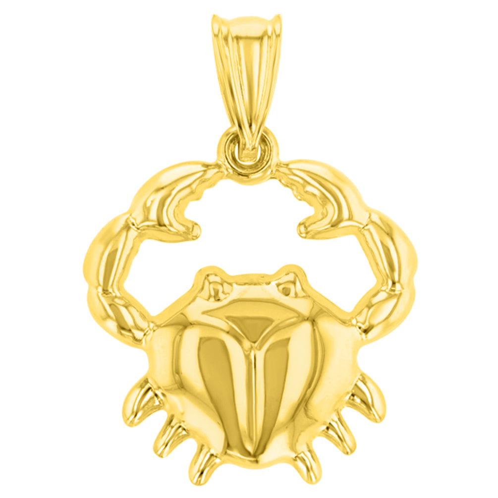 14K Solid Yellow Gold Horoscope Cancer Crab Zodiac Pendant orders Charm Pendant