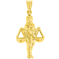 Load image into Gallery viewer, High Polish 14k Yellow Gold 3D Libra Zodiac Sign Charm Balance Scale Pendant
