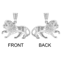 Load image into Gallery viewer, High Polish 14k White Gold 3D Leo Zodiac Sign Charm Lion Animal Pendant
