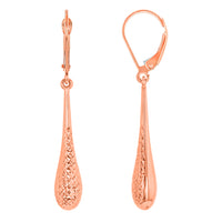 Load image into Gallery viewer, 14k Rose Gold Textured Teardrop Dangle Drop Earrings, 6mm
