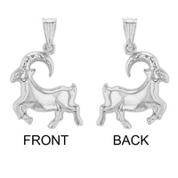 Load image into Gallery viewer, High Polish 14k White Gold 3D Capricorn Zodiac Sign Charm Sea-Goat Animal Pendant - Front &amp; Back
