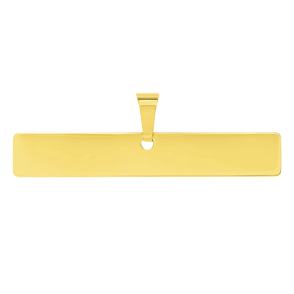 Solid 14k Yellow Gold Engravable Personalized Horizontal Bar Charm Pendant