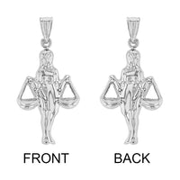 Load image into Gallery viewer, High Polish 14k White Gold 3D Libra Zodiac Sign Charm Balance Scale Pendant
