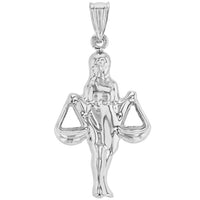 Load image into Gallery viewer, High Polish 14k White Gold 3D Libra Zodiac Sign Charm Balance Scale Pendant
